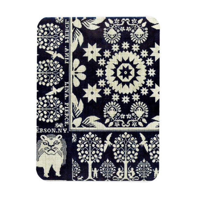 Vintage blühende Blume Stoffkunst Magnet (Vertikal)