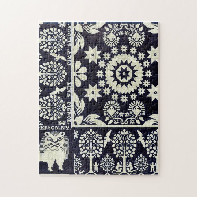 Vintage blühende Blume Stoffkunst Puzzle (Vertikal)