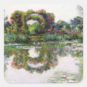 Vintage blühende Bögen Giverny Claude Monet Quadratischer Aufkleber
