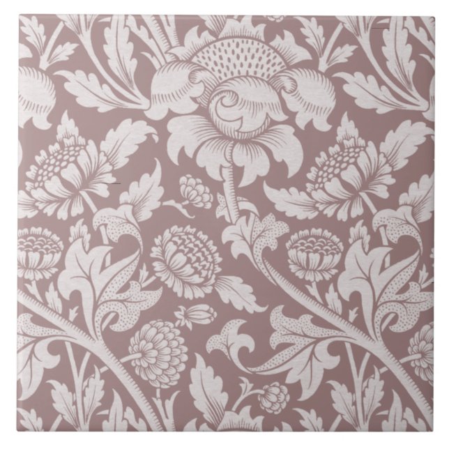 Vintage blühende staubige Rose pink Fliese (Vorderseite)