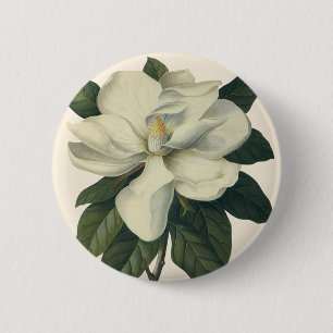 Vintage blühende weiße Magnolienblüten Button