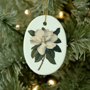 Vintage blühende weiße Magnolienblüten Keramik Ornament