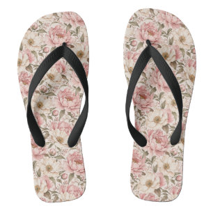 Vintage blühendes Pfingstrosen-Muster Flip Flops