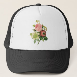 Vintage Blume, Anemone Rose Clematis von Redoute Truckerkappe