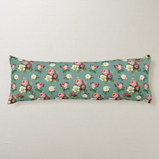 Vintage Blume auf Stone Blue, Retro Floral Print Seitenschläferkissen