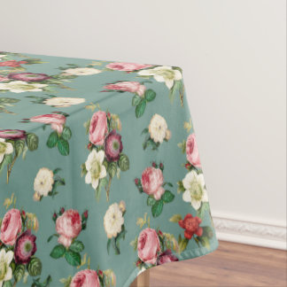 Vintage Blume auf Stone Blue, Retro Floral Print Tischdecke