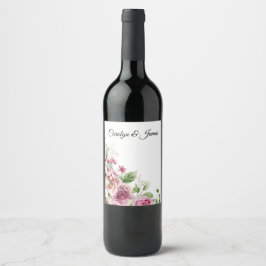 Vintage Blume auf Weiß Weinetikett