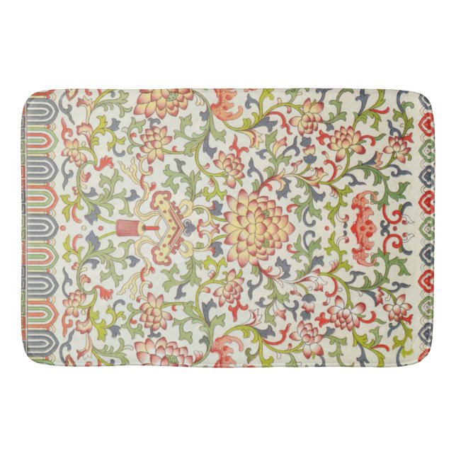 Vintage Blume aus Blumengewebe Art Muster Badematte (Vorderseite)