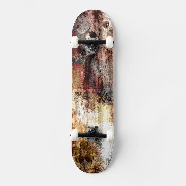Vintage Blume aus Holz Abstrakt Art. 2 Skateboard (Vorderseite)