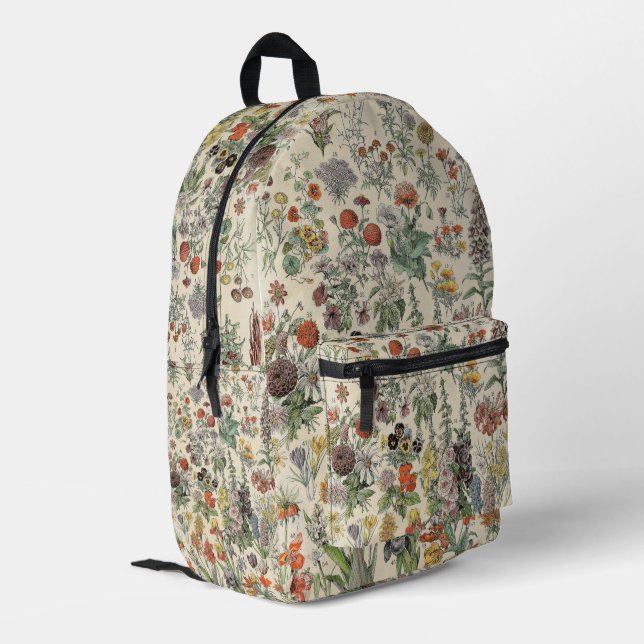 Vintage Blume Bedruckter Rucksack (Rückseitige Ecke links)