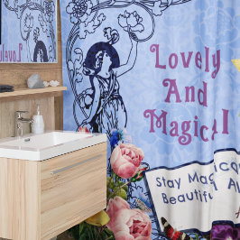 Vintage Blume Benutzerdefinierte Grüße Name Blau Duschvorhang