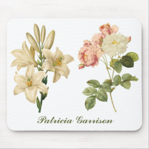 Vintage Blume, benutzerdefinierte Monogramm-Maus Mousepad