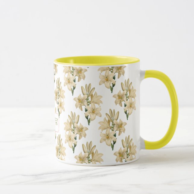 Vintage Blume benutzerdefinierte Monogramm-Tasse 1 Tasse (Rechts)