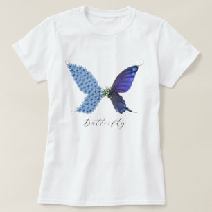 Vintage-Blume Blau Lila Schmetterling Grün Magie T-Shirt