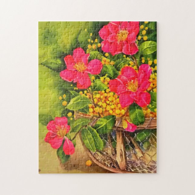 Vintage Blume blühen Wasserfarbe Puzzle (Vertikal)