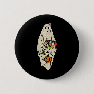 Vintage Blume Blumenghost Niedlich SonnenHalloween Button