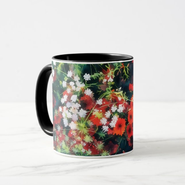 Vintage Blume Blumenkunst Tasse Cup (Vorderseite Links)