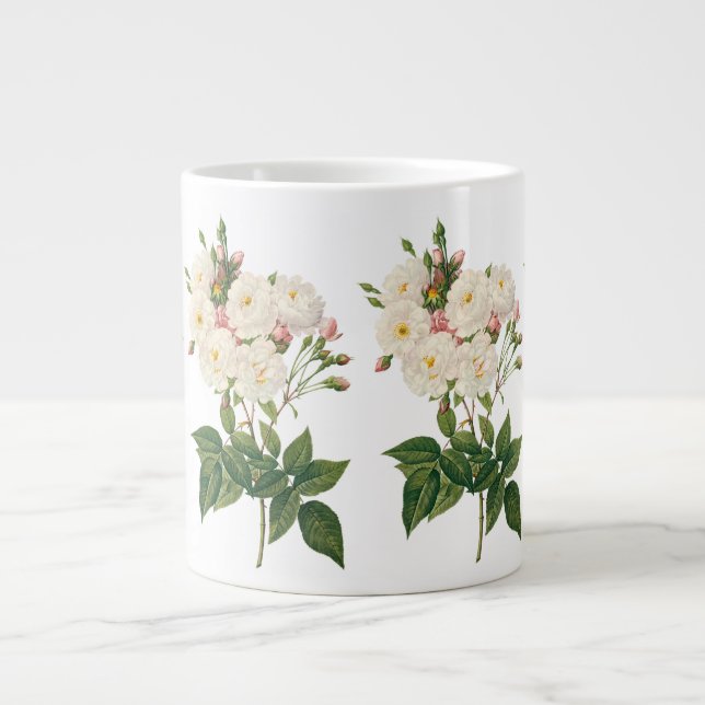Vintage Blume Blütenrot Noisette Rose Redoute Jumbo-Tasse (Vorderseite)