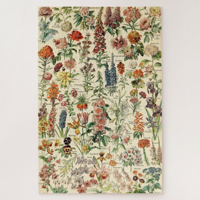 Vintage Blume Botanische Blumendiagramme Puzzle (Vertikal)