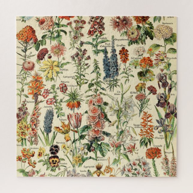 Vintage Blume Botanische Blumendiagramme Puzzle (Vertikal)