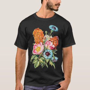 Vintage Blume Bouquet Blue Flasche T-Shirt