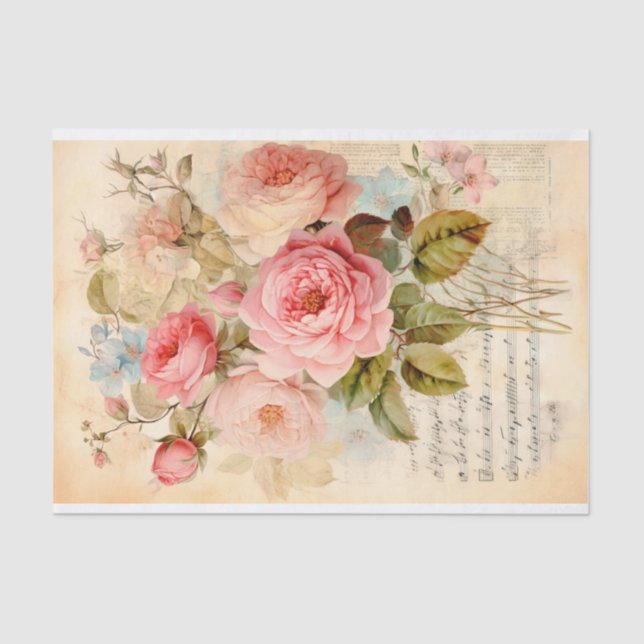 Vintage Blume Bouquet mit Rose Seidenpapier (Vorderseite)