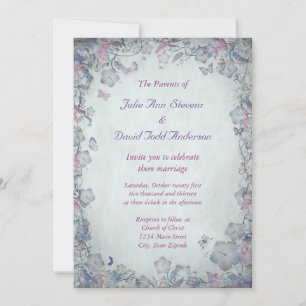 Vintage Blume & Butterfly Hochzeit Einladung