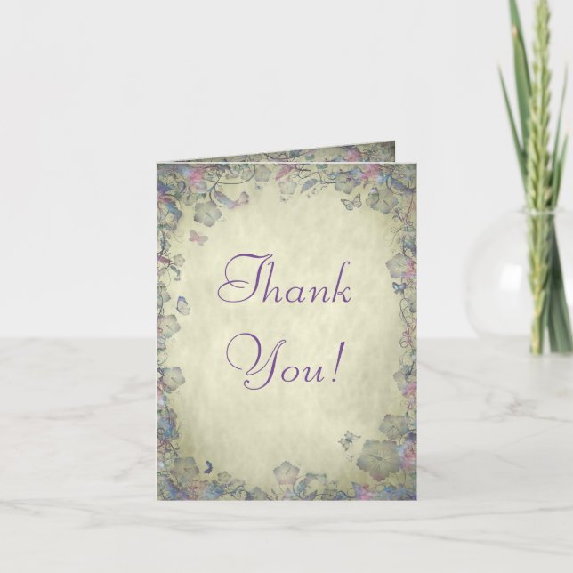 Vintage Blume & Butterfly's Wedding Danke (Vorderseite)