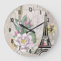 Vintage Blume Collage und Eiffelturm Illustrat