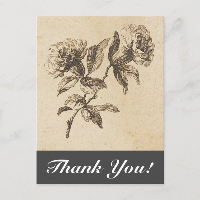 Vintage Blume + "Danke!" Postkarte (Vorderseite)
