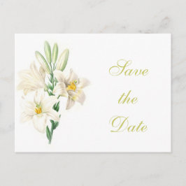 Vintage Blume der blorweißen Lilie Save the Date Ankündigungspostkarte