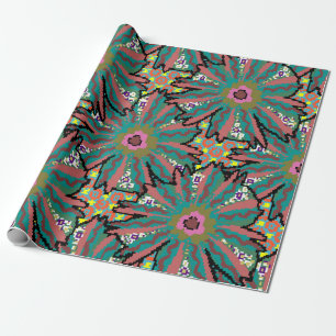 Vintage Blume Doodle-Stil, Federboden Geschenkpapier