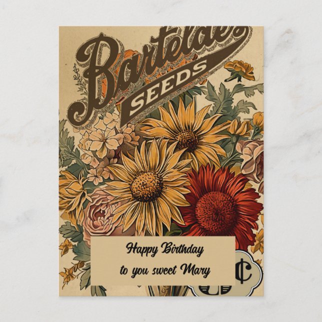 Vintage Blume Drei Cent Geburtstag Postkarte (Vorderseite)
