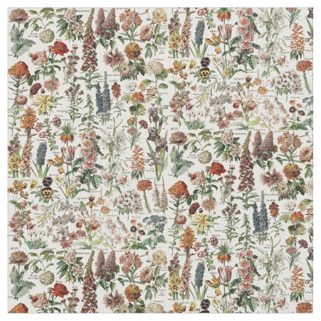 Vintage Blume durch Adolphe Millot Muster Stoff (Nahaufnahme)