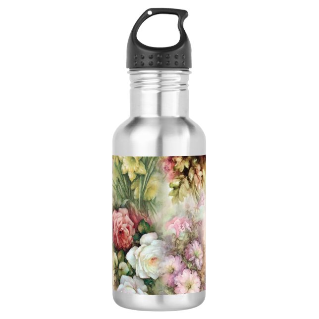 Vintage Blume Edelstahlflasche (Vorderseite)