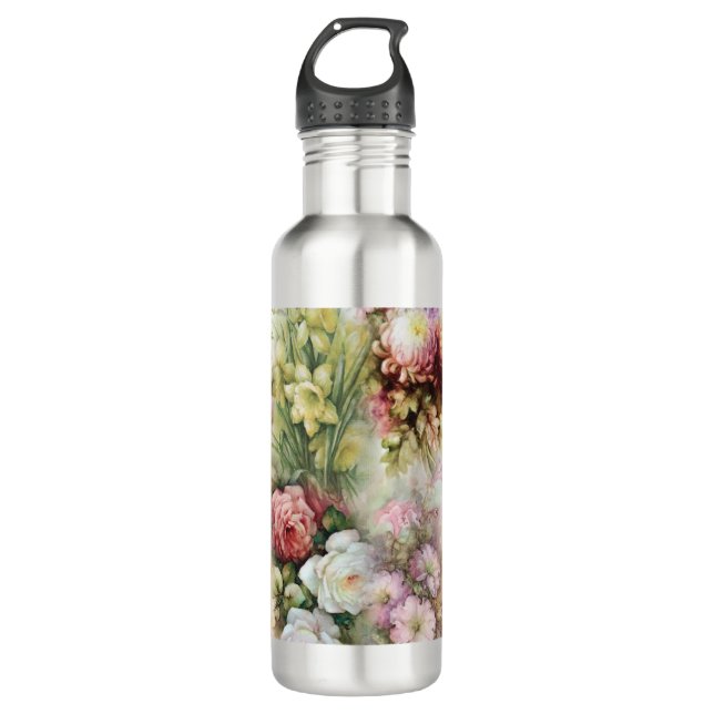 Vintage Blume Edelstahlflasche (Vorderseite)
