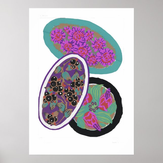 Vintage Blume, elegantes Jugendstil Poster (Vorne)