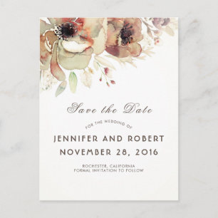 Vintage Blume fallen Save the Date Ankündigungspostkarte