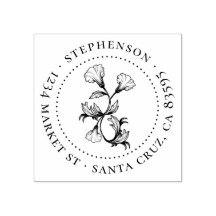 Vintage Blume Familienname Runde Rücksendeadresse