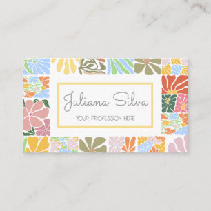 Vintage Blume Farbenfrohe Retro mit QR Visitenkarte