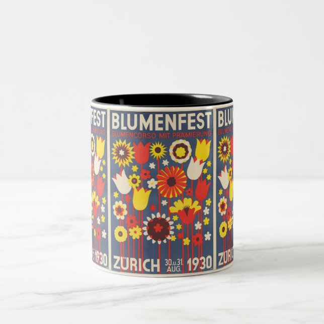 Vintage Blume Festival - Zeitlos Blumen Eleganz Zweifarbige Tasse (Mittel)