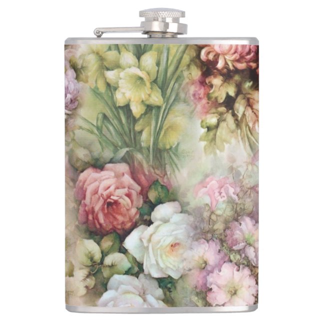 Vintage Blume Flachmann (Vorderseite)