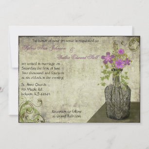 Vintage Blume Flasche Hochzeitsempfang Einladung