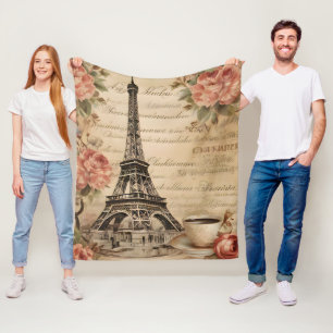 Vintage Blume Französische Kalligraphie-Reise nach Fleecedecke