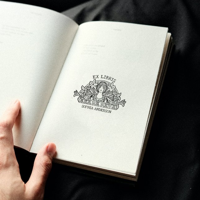 Vintage Blume Frauenbibliothek Ex Libris Gummistempel (Von Creator hochgeladen)