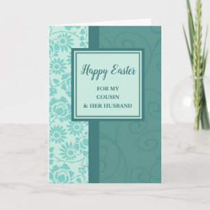 Vintage Blume Frohe Ostern Cousin und ihr Ehemann Feiertagskarte