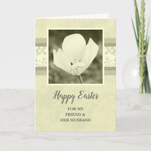 Vintage Blume Frohe Osternfreunde und ihr Ehemann Feiertagskarte