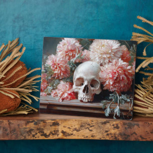 Vintage Blume für den Schädel und das leichte Rosa Fotoplatte
