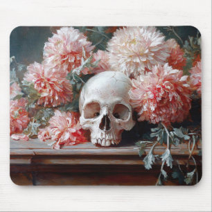Vintage Blume für den Schädel und das leichte Rosa Mousepad