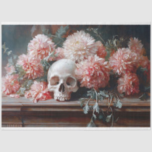 Vintage Blume für den Schädel und hellrosa Dekoupa Seidenpapier